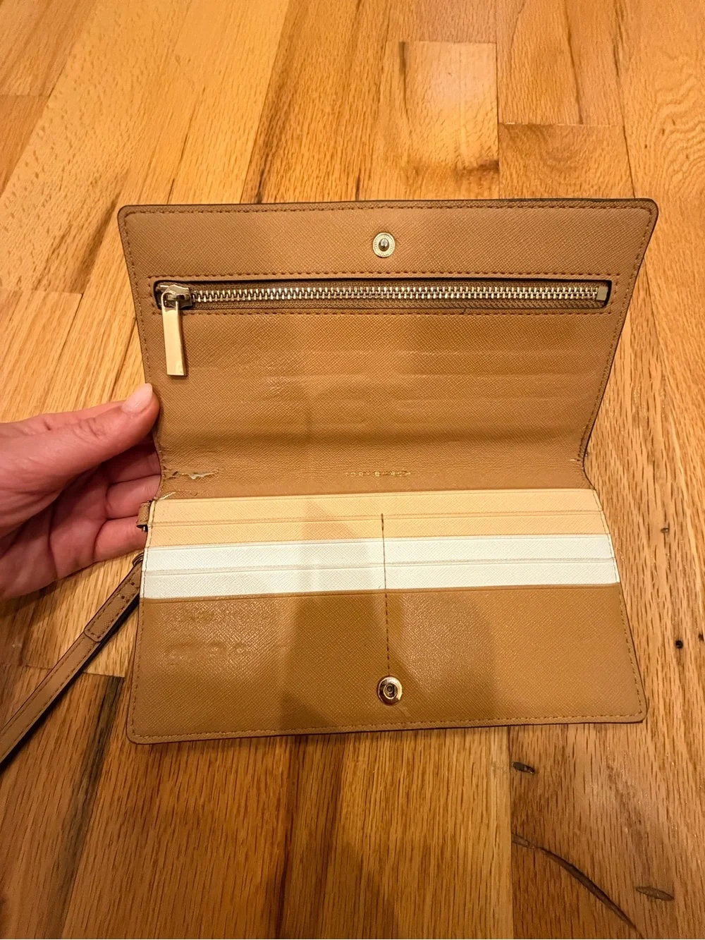 Tory Burch Tan Leather Wristlet Wallet